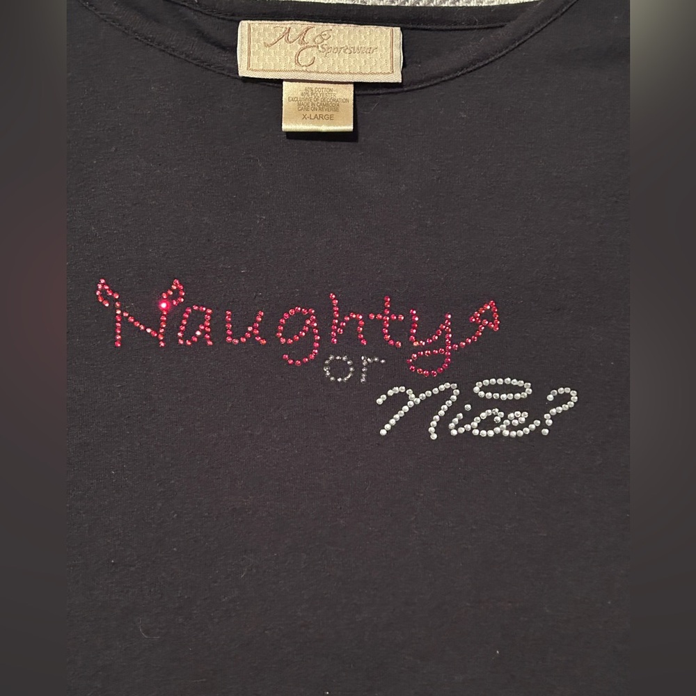 EUC “Naughty or Nice” Christmas Holiday Long Sleeve Tee